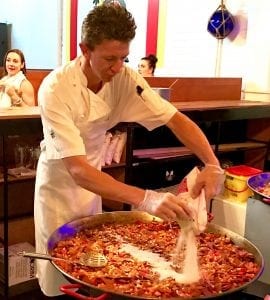 Chef, Stewart preparing Paella